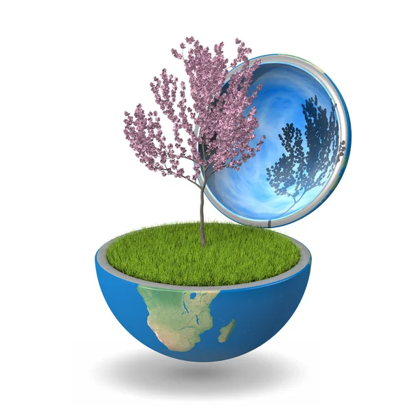 Tree inside planet — Stock Photo, Image