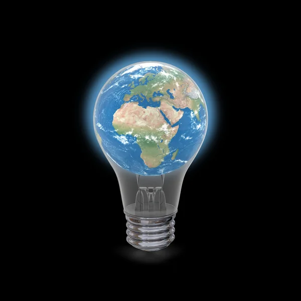 Earth inside lightbulb — Stock Photo, Image