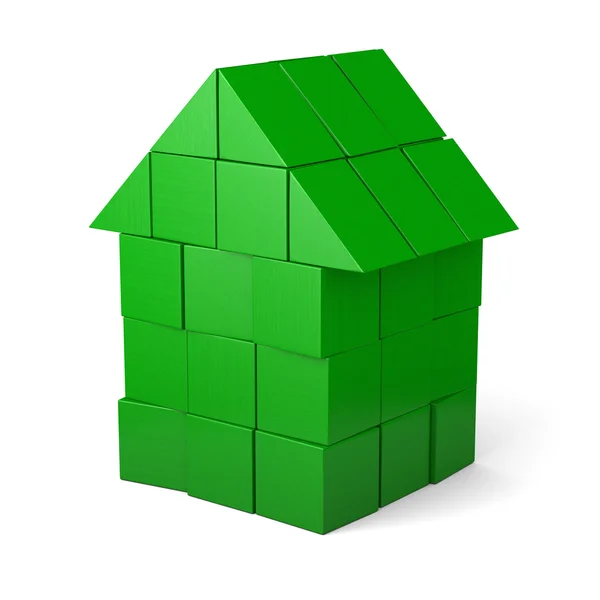 Zielony dom wykonany z kostki — Zdjęcie stockowe
