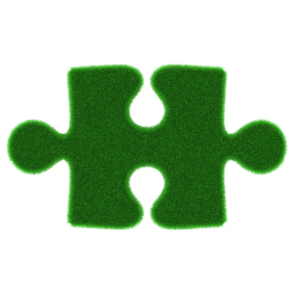 Green grass puzzle piece — Stock Photo, Image