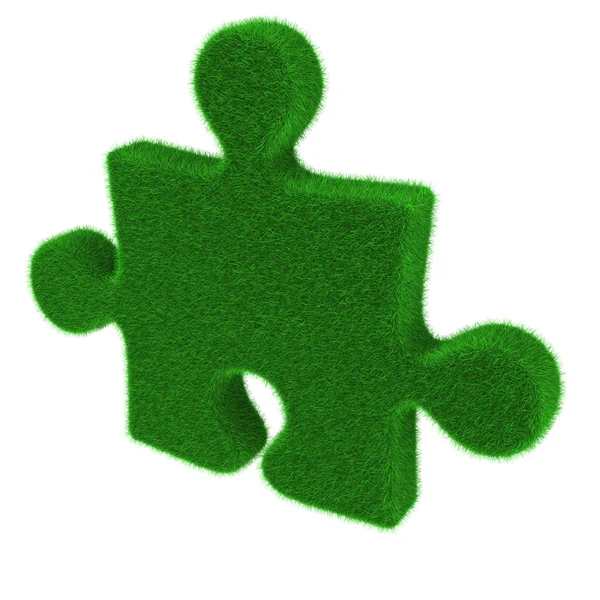 Green grass puzzle piece — Stock Photo, Image