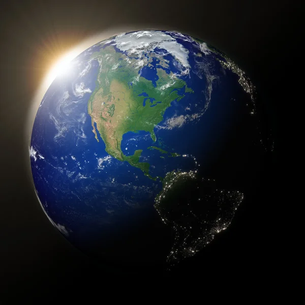 Sonne über Nordamerika auf dem Planeten Erde — Stockfoto