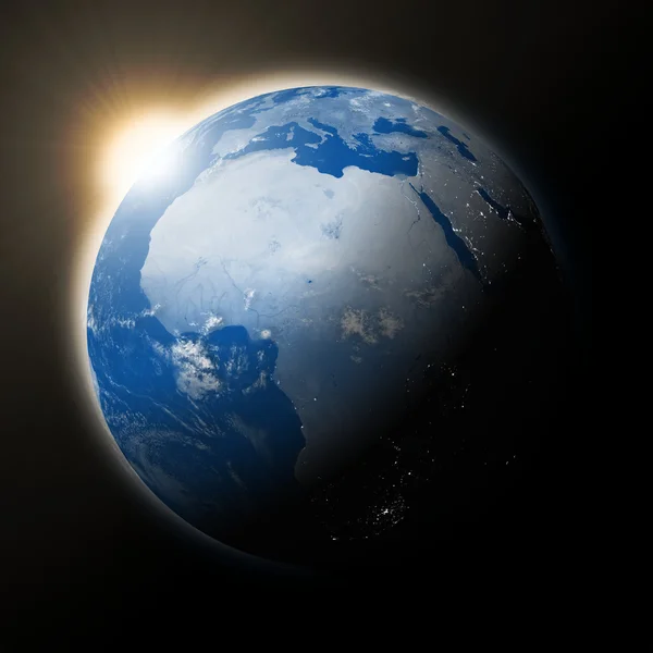 Sonne über Afrika auf dem Planeten Erde — Stockfoto