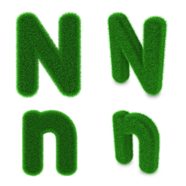 Letter N made of grass — Stock Photo, Image