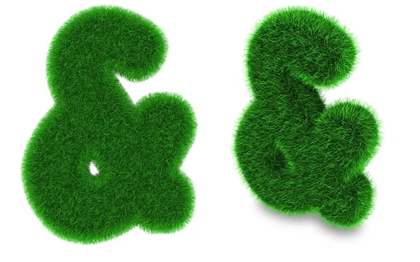 Ampersand sign made of grass — Stock Photo, Image