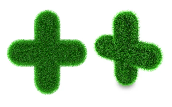 Plus sign made of grass — Stock Photo, Image
