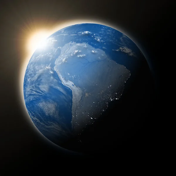 Sun over South America on planet Earth — Stock Photo, Image