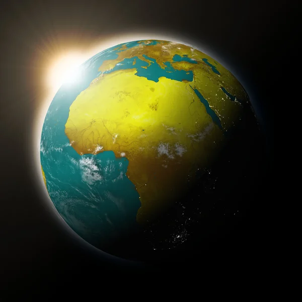 Sonne über Afrika auf dem Planeten Erde — Stockfoto