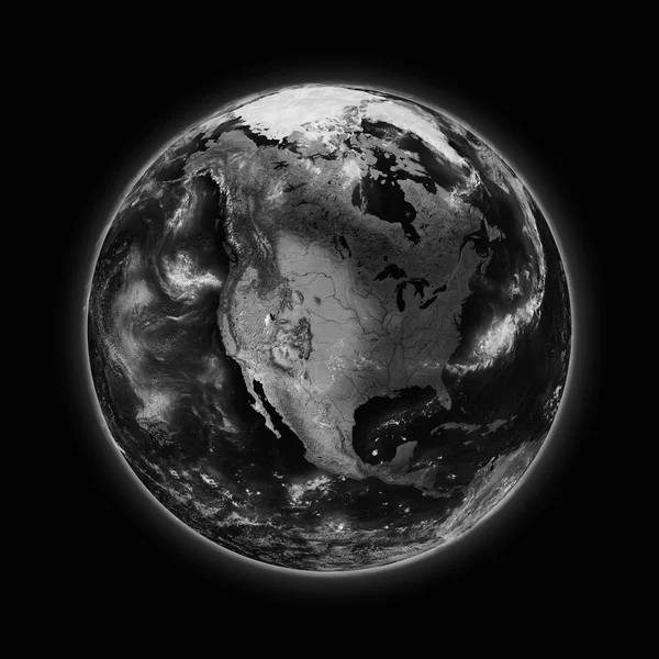 América do Norte no planeta escuro Terra — Fotografia de Stock
