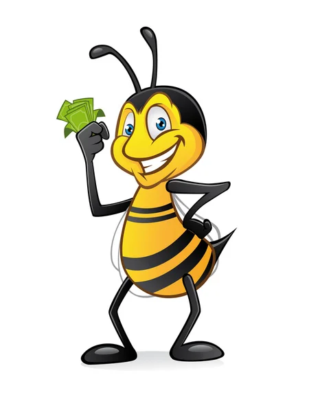 Пчела с деньгами — стоковый вектор