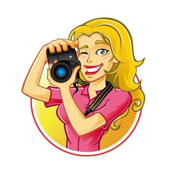 Vrouw-fotograaf — Stockvector