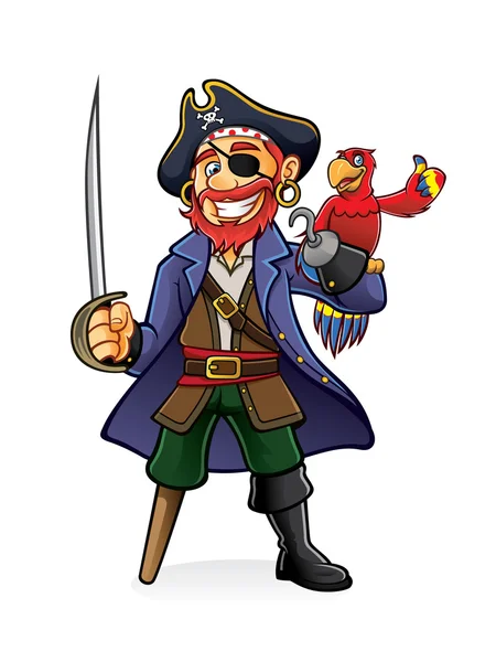 Pirata y loro — Vector de stock