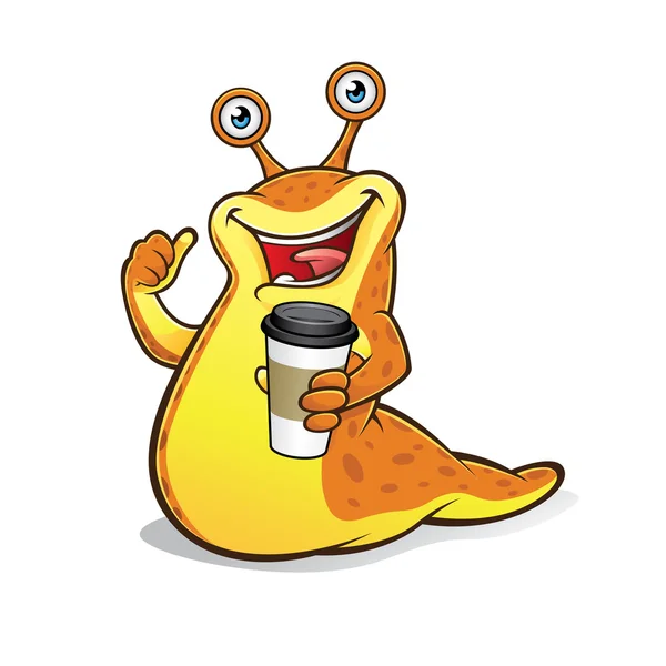 Nacktschnecke mit einer Tasse Kaffee — Stockvektor