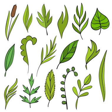 Çizgi film stili için çizilmiş yeşil çim el