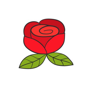 Aşk kartı tasarımı için çizilmiş kırmızı gül çiçeği eli