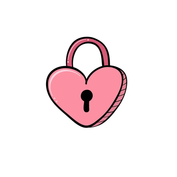 Heart Symbol Lock Drawing Design Valentine Day Card — Stockvektor