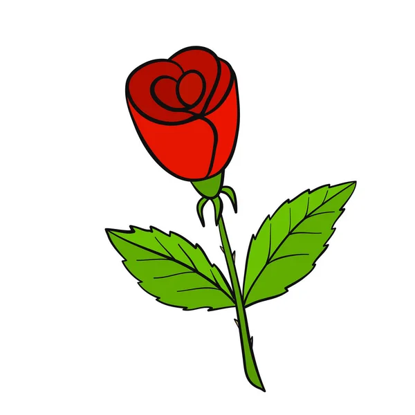 Rosa Flor Corazón Símbolo Bloqueo Dibujo Para Diseño Tarjeta San — Vector de stock