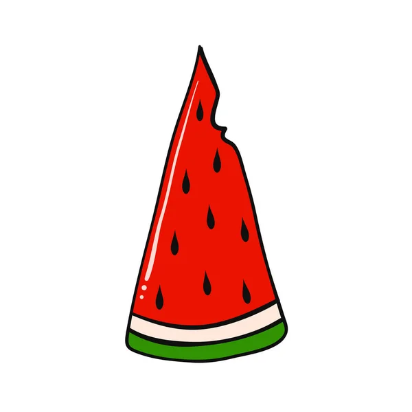 Red Watermelon Slice Hand Drawn — Vetor de Stock