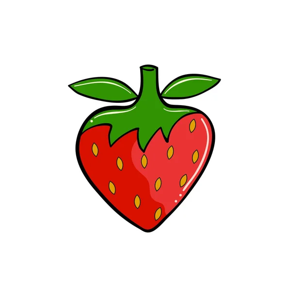 Red Sweet Strawberry Hand Drawn — Stock Vector