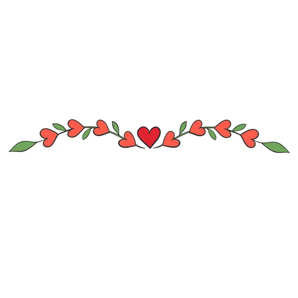 Серце Зеленим Листям Гілки Розширювача Кордону Дизайну Валентинки Кохання — стоковий вектор
