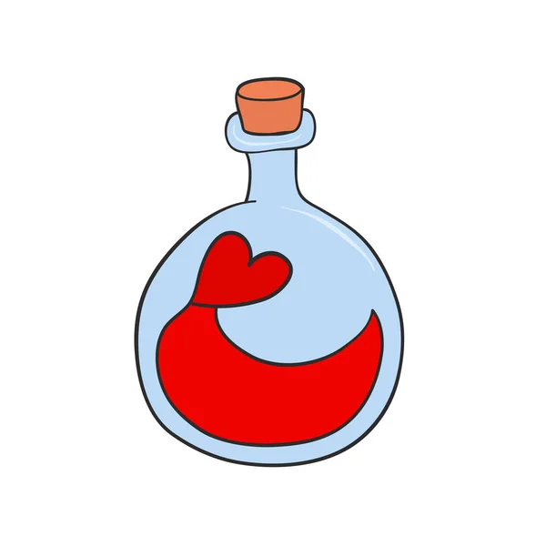 Botella Con Símbolo Del Corazón Poción Amor Para Diseño Tarjetas — Archivo Imágenes Vectoriales