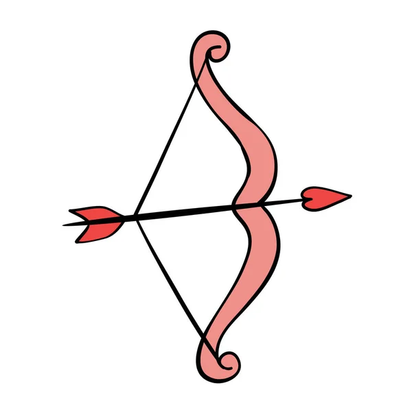 Arc Flèche Avec Coeur Pour Conception Carte Saint Valentin — Image vectorielle