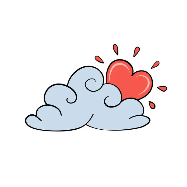 Cloud Sun Heart Valentine Day Card Design — Vetor de Stock