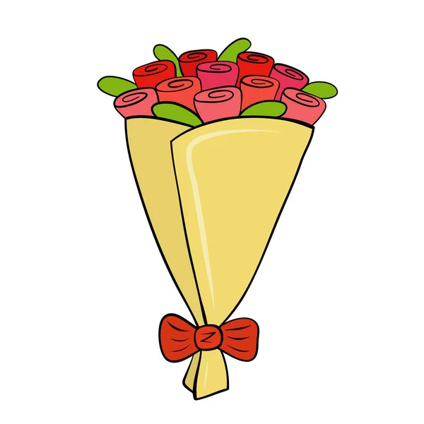 Hermoso Ramo Con Flores Rosas Para Diseño Tarjetas San Valentín — Archivo Imágenes Vectoriales