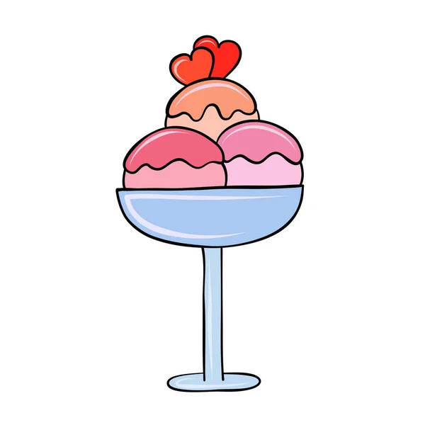 情人节贺卡设计用冰淇淋和心 — 图库矢量图片