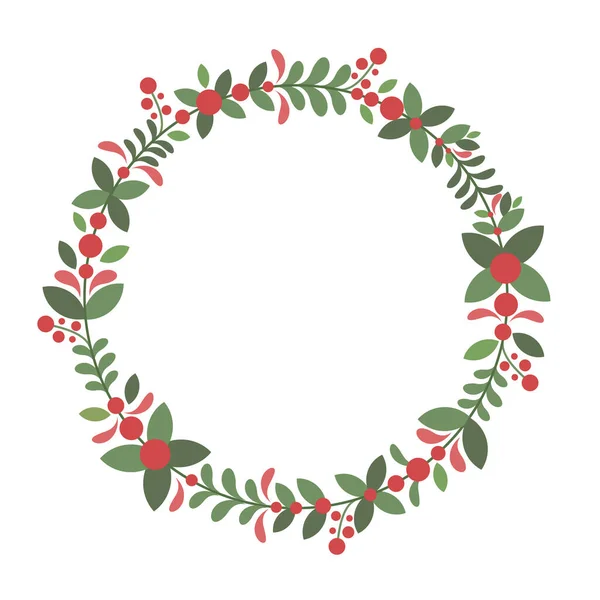Christmas Wreath Red Berry Green Leaf Stockillustration