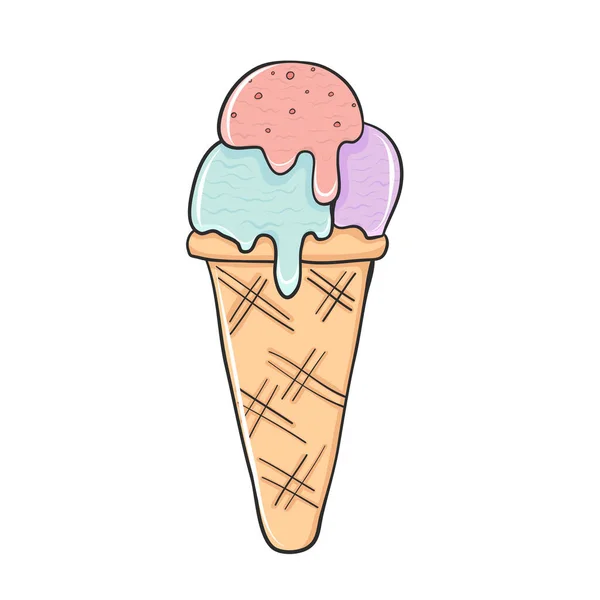 Berry Fruit Ice Cream Waffer Cone — 图库矢量图片