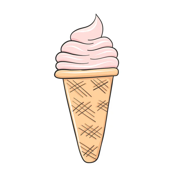 Krep Külahında Vanilyalı Dondurma — Stok Vektör