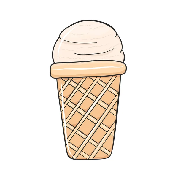 Vanilla Ice Cream Waffer Cone — 图库矢量图片