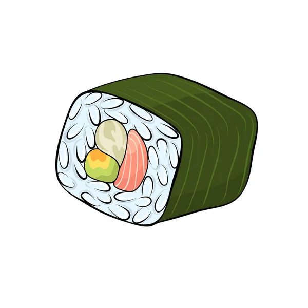 Sushi Futomaki Para Design Cartão Cozinha Japonesa — Vetor de Stock