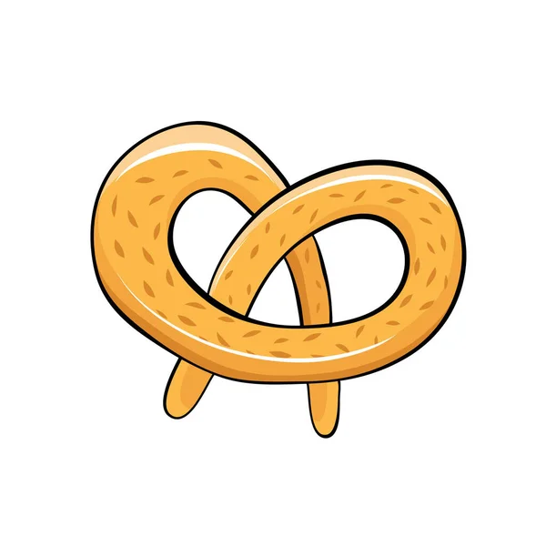 Bagel Trigo Con Semillas Dibujadas Mano Estilo Dibujos Animados — Vector de stock