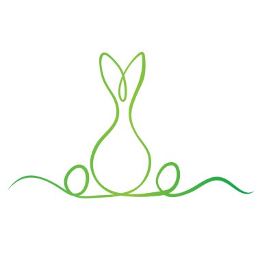 Renkli paskalya yumurtaları ve tavşan bir çizgi bayram kartı tasarımı için çizilmiş el yazısı