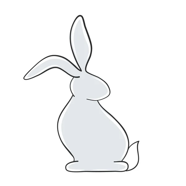 Easter Rabbit Bunny Grey Hand Drawn Holiday Card Design —  Vetores de Stock