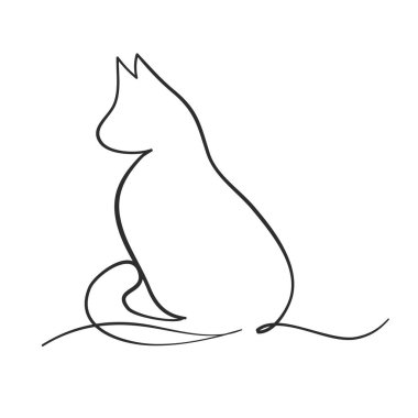 kedi silueti tasarım için çizilmiş bir çizgi