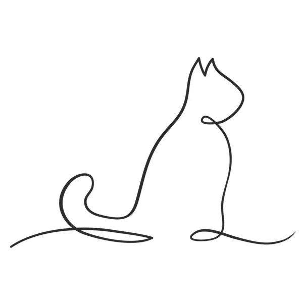 Cat Silhouette One Line Hand Drawn Design — Wektor stockowy