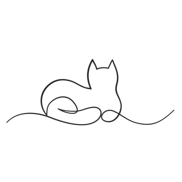 Silhouette Gatto Una Linea Disegnata Mano Design — Vettoriale Stock