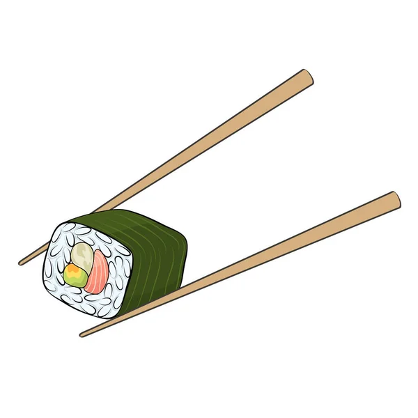 Sushi Futomaki Chopsticks Japanese Cuisine Card Design — Vettoriale Stock