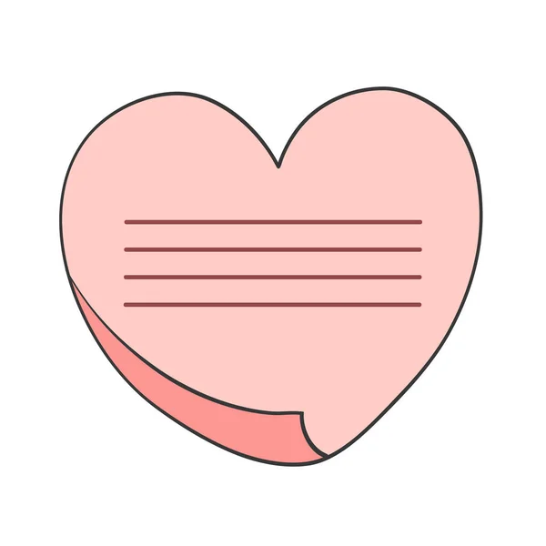 Paper Tag Note Heart Shape Hand Drawn Design — Vettoriale Stock