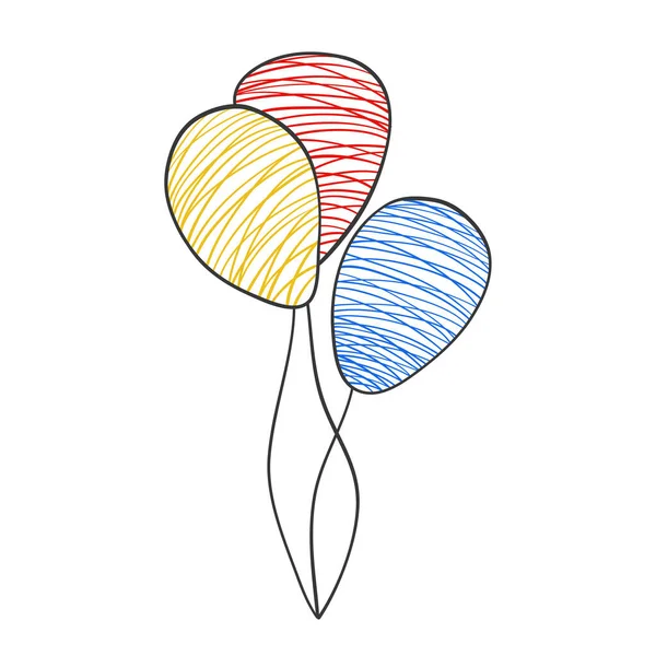 Hot Air Color Ballons Holiday Card Design Hand Drawn — Stockvektor