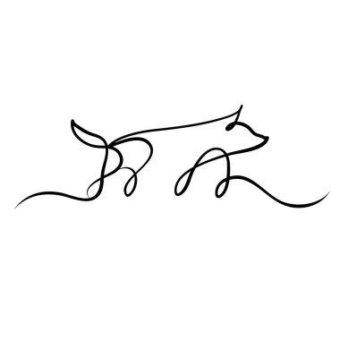 köpek silueti tasarım için bir çizgi çizildi