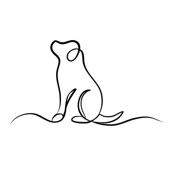 Labrador Dog Silhouette One Line Hand Drawn Design — Vetor de Stock