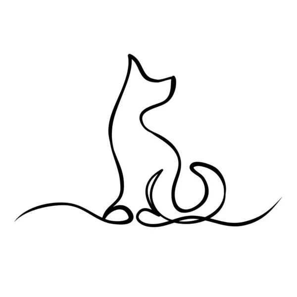 Shepherd Dog Silhouette One Line Hand Drawn Design — Wektor stockowy