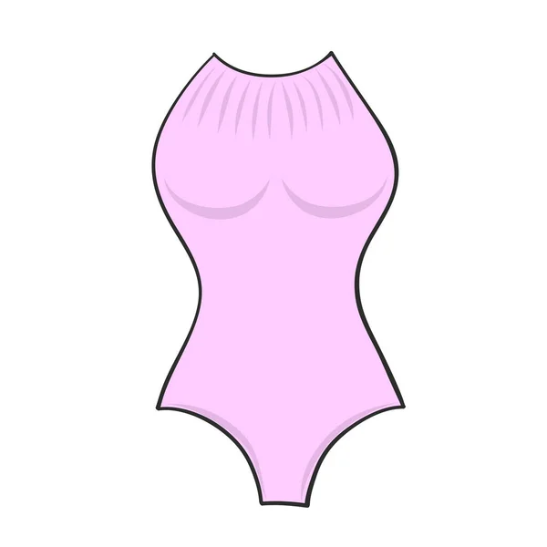 Beautiful Pink Swimsuit Hand Drawn Summer Holiday Design — Vetor de Stock