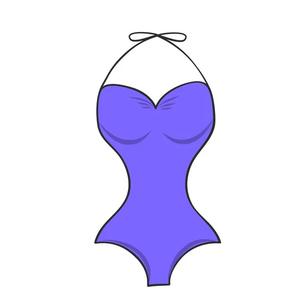 Beautiful Violet Swimsuit Hand Drawn Summer Holiday Design — стоковый вектор