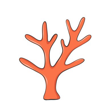 Red coral hand drawn cartoon style