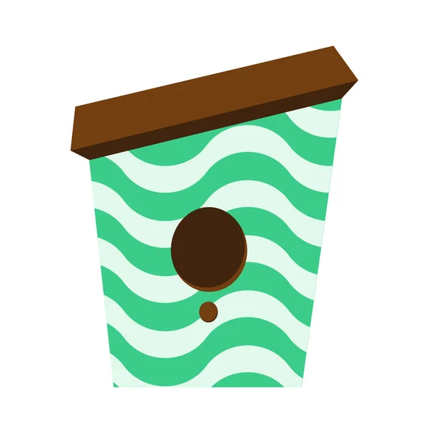Colorful Green Birdhouse Icon Flat Style Spring Card Desing — 스톡 벡터